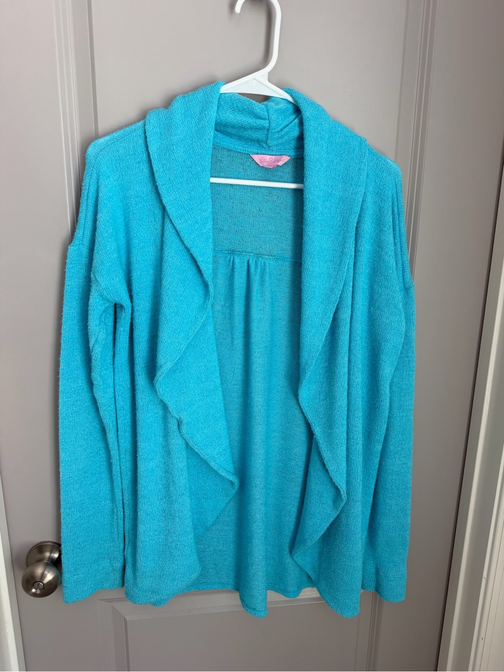 Lilly Pulitzer Turquoise Open-Front Waterfall Cardigan size M
